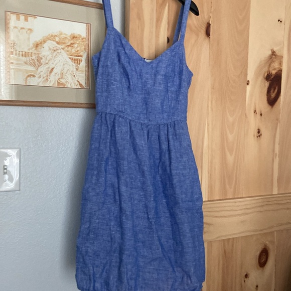 ADORABLE 100% Linen Cynthia Rowley Denim Blue Jumper Dress. Size Small. - Picture 5 of 8